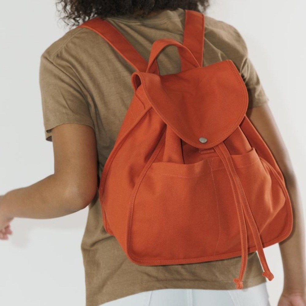 BAGGU Orange Canvas Drawstring Backpack - Picture 2 of 8
